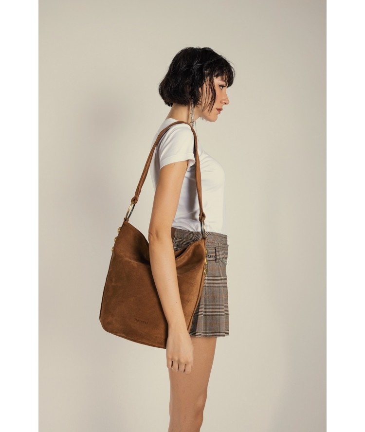 Clic Jewels Sandra BucketBag Camel Suede Leather